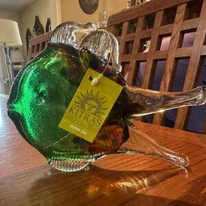 Kitras Green Festive Fish Sculpture